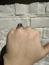 Vintage Amethyst & Old Mine Cut Diamond Illusion Set Cocktail Ring