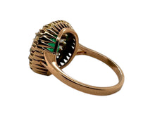 Victorian Era Rose Gold Colombian Emerald & Rose Cut Diamond Ring GIA