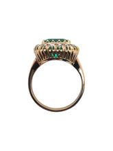 Victorian Era Rose Gold Colombian Emerald & Rose Cut Diamond Ring GIA