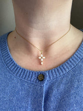 Vintage Opal Cross Pendant & Chain Necklace 14K Rose Gold