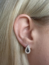 Vintage Sapphire & Diamond Halo Dangle Earrings 14K Gold