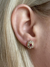 Vintage Styled Ruby & Diamond Stud Earrings