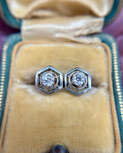 Vintage White Gold Old European Cut Diamond Stud Earrings