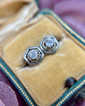 Vintage White Gold Old European Cut Diamond Stud Earrings