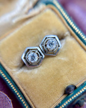 Vintage White Gold Old European Cut Diamond Stud Earrings