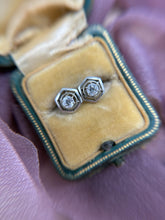 Vintage White Gold Old European Cut Diamond Stud Earrings