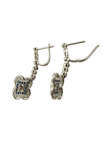 Art Deco Styled Diamond & Sapphire Drop Earrings