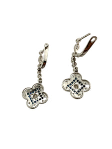 Art Deco Styled Diamond & Sapphire Drop Earrings