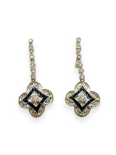 Art Deco Styled Diamond & Sapphire Drop Earrings