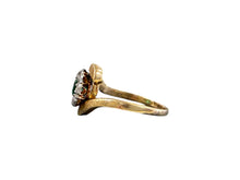 Retro Emerald & Diamond Cocktail Ring 14K Yellow Gold