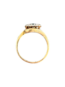 Retro Emerald & Diamond Cocktail Ring 14K Yellow Gold