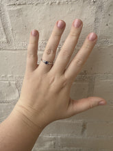 Dainty Sapphire & Diamond Three Stone Ring 18K White Gold