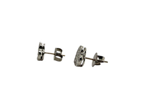 14K White Gold Pave Diamond Heart Earrings