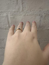 Dainty Sapphire & Diamond Three Stone Ring 18K Yellow Gold