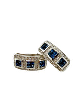 14K White Gold Diamond & Sapphire Earrings