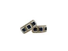 14K White Gold Diamond & Sapphire Earrings
