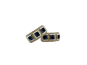 14K White Gold Diamond & Sapphire Earrings