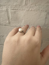 Vintage Pearl & Diamond Solitaire Platinum Ring GIA