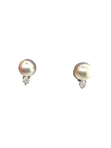 Platinum Pearl & Diamond Drop Earrings