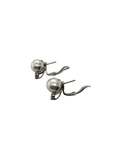 Platinum Pearl & Diamond Drop Earrings