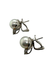 Platinum Pearl & Diamond Drop Earrings