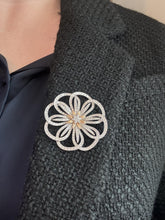Vintage Large Flower 4.5 Carat Diamond Brooch 18K White Gold