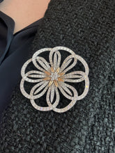 Vintage Large Flower 4.5 Carat Diamond Brooch 18K White Gold
