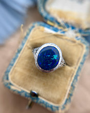 Vintage Edwardian Platinum 3 Carat Black Opal Ring