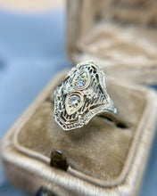 Vintage Edwardian Era Diamond Cocktail Ring 18K White Gold