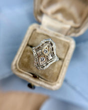 Vintage Edwardian Era Diamond Cocktail Ring 18K White Gold
