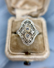 Vintage Edwardian Era Diamond Cocktail Ring 18K White Gold