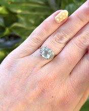 Vintage 14k Yellow and White Gold Aquamarine and Diamond Ring