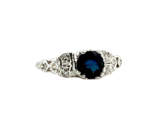 Platinum Vintage Sapphire Solitaire Engagement Ring