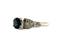 Platinum Vintage Sapphire Solitaire Engagement Ring