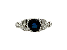 Platinum Vintage Sapphire Solitaire Engagement Ring