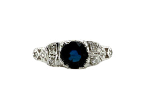 Platinum Vintage Sapphire Solitaire Engagement Ring
