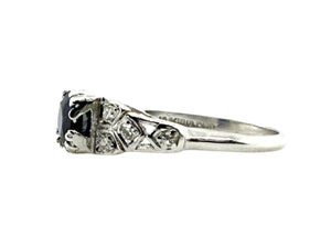 Platinum Vintage Sapphire Solitaire Engagement Ring