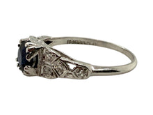 Platinum Vintage Sapphire Solitaire Engagement Ring