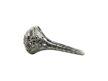 Art Deco Filigree Old European Cut Diamond Ring 18K White Gold
