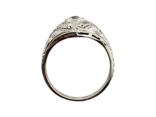 Art Deco Filigree Old European Cut Diamond Ring 18K White Gold