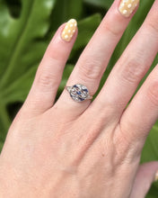 Vintage Dainty Art Deco Sapphire and Diamond Cocktail Ring