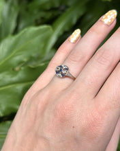 Vintage Dainty Art Deco Sapphire and Diamond Cocktail Ring