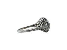 Art Deco Three Dainty Stone Cocktail Ring 18K White Gold