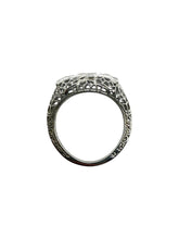 Art Deco Three Dainty Stone Cocktail Ring 18K White Gold