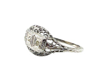 Art Deco Three Dainty Stone Cocktail Ring 18K White Gold