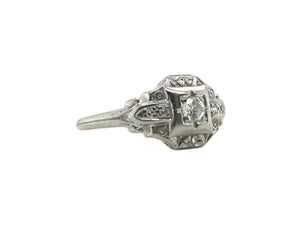 Dainty Vintage Diamond Ring 18K White Gold
