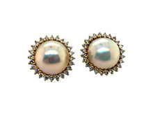 Mabe Pearl Diamond Halo Earrings 18K Yellow Gold