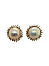 Mabe Pearl Diamond Halo Earrings 18K Yellow Gold