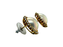 Mabe Pearl Diamond Halo Earrings 18K Yellow Gold