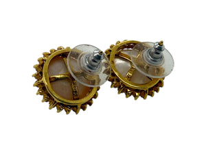 Mabe Pearl Diamond Halo Earrings 18K Yellow Gold